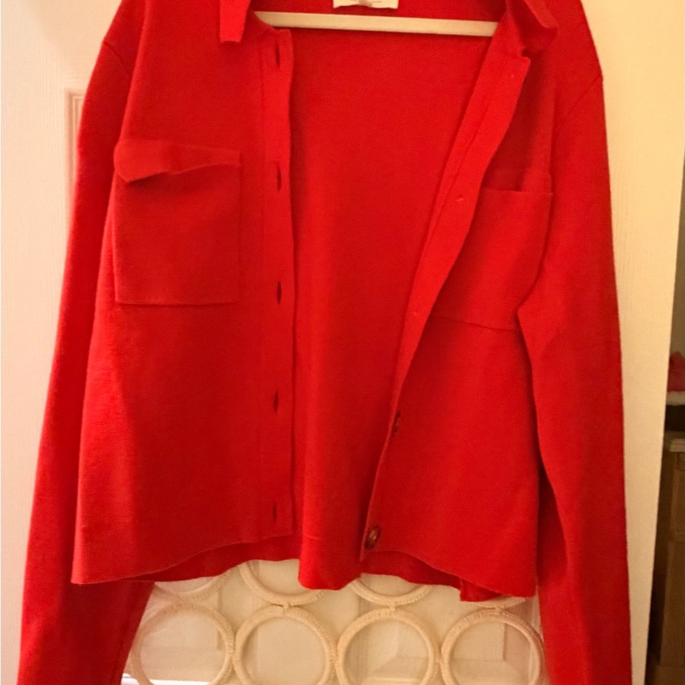 Sezane Betty Cardigan in Coral Red XL